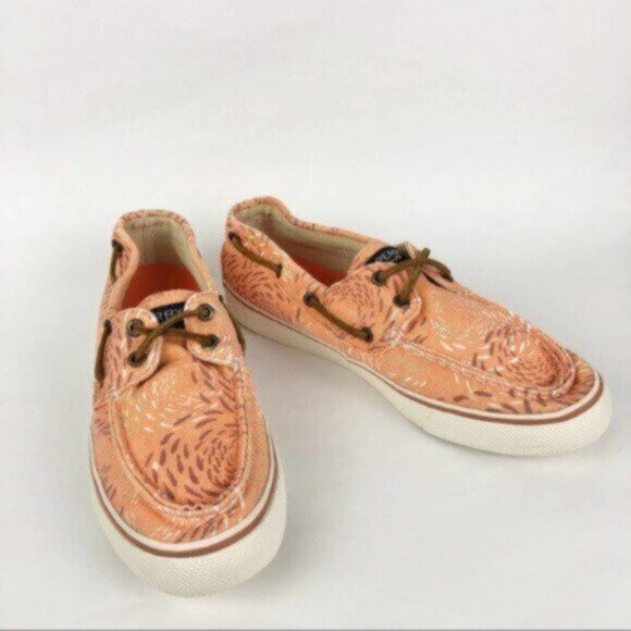 Sperry | Bahama Fish Circle Peach Boat Shoe Size 7.5 - Picture 3 of 8